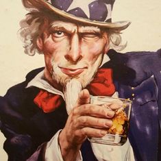 a painting of an uncle lincoln holding a drink