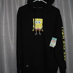 Vans X Spongebob Squarepants Happy Face Black Hoodie. Size Medium, New With Tags, Never Been Worn. Product Details: Happy Face Black Hoodie From Vans X Spongebob Squarepants. Official Vans And Spongebob Squarepants Collaboration. Screen-Printed Spongebob Graphics At Chest. "Off The Wall" Script Down The Left Sleeve In Spongebob-Style Font. Drawstring Hood. Kangaroo Front Pouch Pocket. Ribbed Sleeve Cuffs & Bottom Hem. 60% Cotton, 40% Polyester. Machine Wash Cold, Tumble Dry Low. Size & Fit: Rela Fun Hooded Sweatshirt For Streetwear, Yellow Casual Sweatshirt With Cartoon Print, Vans Long Sleeve Sweatshirt For Streetwear, Fun Black Hoodie For Winter, Vans Cotton Hoodie For Streetwear, Vans Streetwear Hoodie, Vans Hoodie Sweatshirt For Streetwear, Vans Sporty Sweatshirt For Streetwear, Vans Sporty Hoodie For Streetwear