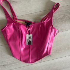 New Leather Pink Top Size L Hot Pink Going Out Top, Lava Girl, Neon Pink Tops, Hot Pink Top, Sincerly Jules, Pink Bar, Hot Pink Tops, Pink Top, Halloween Girl