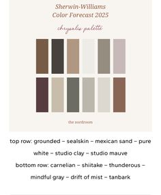 the color scheme for sherylin williams's color forecast 2012, including brown and white