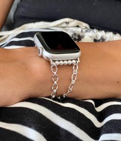 Formal Women Style Apple Watch Jewelry For Every Day Wear. Sterling silver is entirely hypoallergenic and can be a brilliant option for those who suffer from skin reactions. Pure silver is entirely hypoallergenic, however is often too soft to use in jewelry. This is why sterling silver, also known as 925 silver, is very popular for jewelry, as it contains 7.5% other alloys. For the most part sterling silver uses copper as its alloy, as copper itself is also a hypoallergenic metal. P R O D U C T Silver Apple Watch Band With Bracelet Strap, Adjustable Silver Jubilee Bracelet Watch Bands, Adjustable Silver Bracelet Apple Watch Band, Adjustable Silver Bracelet Strap Apple Watch Band, Silver Metal Bracelet Strap Apple Watch Band, Silver Adjustable Rectangular Watch Bands, Modern Silver Chain Apple Watch Band, Silver Stainless Steel Apple Watch Band With Extender, Silver Stainless Steel Apple Watch Band As Gift