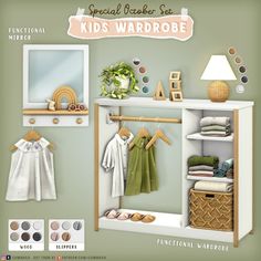 Special October 2024 Set (2) - Kids Wardrobe | Patreon Living Room Sims 4, Sims 4 Cc Furniture Living Rooms, Rattan Table Lamp, Mirror Clothes, Furniture Wardrobe, Mod Furniture, Wardrobe Bedroom, Sims 4 Cc Kids Clothing