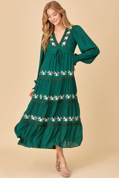 Green V-neck Embroidered Dress For Spring, Green Dresses With Embroidered Sleeves For Spring, Green Dress With Embroidered Sleeves For Spring, Green Spring Dress With Embroidered Sleeves, Green Dress With Embroidered Neckline, Green Long Sleeve Dress With Embroidered Neckline, Green Embroidered Dress With Resham For Spring, Green Floral Embroidered Maxi Dress, Green Embroidered Dress With Resham For Summer