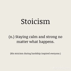 the words stoicism are written in black and white, with an orange background