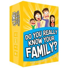 the family board game is shown with an image of two adults and one child on it