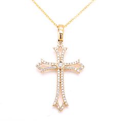 18KT Yellow Gold 18" 0.25CTW Diamond Cross Necklace.Dimensions: 31x17mm10KT Yellow Gold Rolo Chain. Chanel Set, Diamond Cross Necklace, Diamond Cross, Cross Jewelry, Rolo Chain, Gold Chain, Gold Chains, Cross Necklace, Chanel