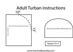 the instructions for how to make an adult turban hat with numbers and measurements