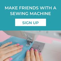 two hands on a sewing machine with the words make friends with a sewing machine sign up