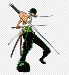 an anime character with two swords in his hand