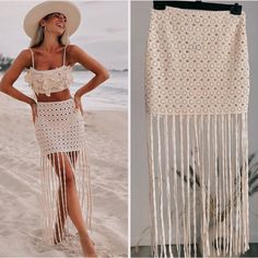 New With Tags Size M & L Color- Off White, Beige, Cream Brand New With Tags Popular Among Fashion Bloggers And Instagram Style Influencers Looks Great With A Tan, Perfect Cover Up, Great For Long Walks On The Beach Vacation Travel Beach Caribbean Honeymoon Swim Bikini High Waist Midi Skirt. Fringe Trim. Hidden In-Seam Side Zip Closure. This Item Is Unlined. Ecru | 7901/365 Outer Shell 100% Polyester Boho Bohemian Small Waist Flat 13" Hips Flat 17-18" M Waist Flat 13.5" Hips Flat 18-19" Has A Lit Beige Beachwear Skirt For Spring, Fitted Fringe Skirt For Summer, Zara Mini Skirt For Beach, Beach Season Fitted Beige Skirt, Fitted Beige Skirt For Beach Season, Zara Beach Skirt For Spring, Spring Beach Skirt By Zara, Zara Skirt For Beach Spring Season, Zara Skirt For Spring Beach Outing