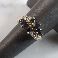 A Womens Vintage Estate 10k Gold Sapphire & Diamond Ring. The Ring Is A Size 6.5 And Weighs 3.1g. There Are About .08cts Of Diamonds. The Ring Makes A Beautiful, Impressive Gift For That Someone Special. Any Other Questions, Please Ask. Be Sure To Check Out Some Of My Other Great Items Up For Sale. Thank You. Vintage Sapphire Gold Ring, Family Heirloom Ring, Vintage Sapphire Ring, Sapphire Diamond Ring, Dainty Jewelry, Sapphire Diamond, 10k Gold, Blue Gold, Womens Jewelry Rings