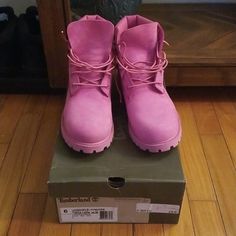 Authentic Pink Double Sole Timberland Boots (Classics) Worn Once!! Pink Low-top Leather Boots, Pink Leather Low-top Boots, Casual Pink Boots With Reinforced Heel, High-top Pink Boots With Lug Sole, Pink High-top Boots With Lug Sole, Pink Round Toe Boots, Pink Leather Sole Round Toe Boots, Pink Boots With Leather Sole And Round Toe, Pink Round Toe Boots With Leather Sole