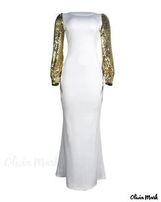 Olivia Mark - Contrast Sequin Long Sleeve Backless Mermaid Dress Backless Mermaid Dress, Mermaid Dress, Olivia Mark, Sequin, Mermaid, Long Sleeve, Manche