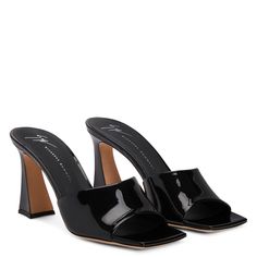 SOLHENE Spool Heel, Mule Sandals, Synthetic Fabric, Giuseppe Zanotti, Mule, Women's Shoes, Patent Leather, Open Toe, Pu Leather