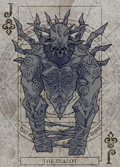 an image of a demonic creature with horns on it's head, surrounded by symbols