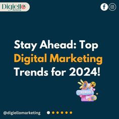 a blue background with the words stay ahead top digital marketing trends for 2021 on it