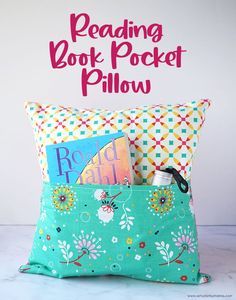 the reading book pocket pillow is filled with books