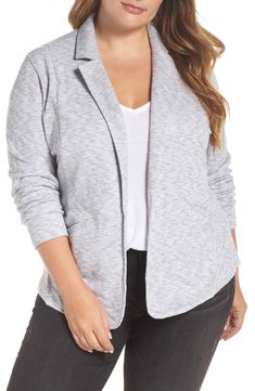 In Blue, not grey. Plus Size Online Shopping, Blazer Plus Size, Latest Clothing Trends, Womens Cycling Clothes, Boyfriend Blazer, Plus Size Coats, Cotton Blazer, Knit Blazer, Cycling Outfit