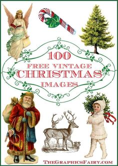 an old fashioned christmas card with pictures of santa and other things in the background,