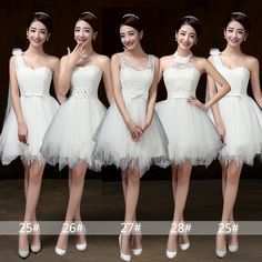 White Tulle Dress For Banquet, White Tulle Evening Dress, Chiffon Mini Dress For Wedding And Prom Season, White Tulle Bridesmaid Evening Dress, White Chiffon Mini Dress For Wedding, White Mini Dress For Banquet During Prom Season, Elegant Tulle Bridesmaid Dress For Homecoming, White Mini Dress For Prom Season Banquet, Elegant White Tulle Mini Dress