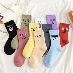 Kawaii Socks, Funny Expressions, Funky Socks, Women Crew Socks, 자수 디자인, Funny Socks, Cute Socks, Happy Socks, Calf Socks