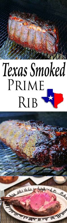 the texas smoked prime rib steak is on the grill