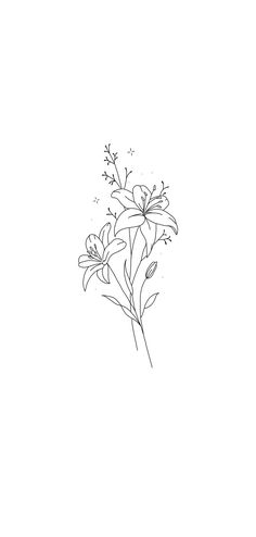 a black and white drawing of some flowers