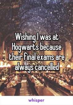 the words wish i was at hogwartt's because their final exam are always called