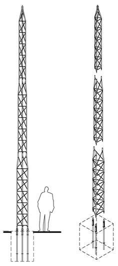 an image of a man standing next to a tall tower