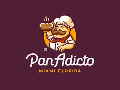 the logo for an italian restaurant called pan - adito miami florida, with a chef holding