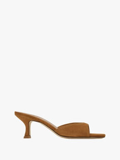 #sponsored Suede Mules, Logo Stamp, Kitten Heels