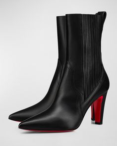 Christian Louboutin Leather Chelsea Red Sole Booties Feminine Shoes, Christian Louboutin Boots, Red Louboutin, Red Sole, Trending Handbag, Boot Bag, Cool Boots, Louboutin Shoes, Christian Louboutin Shoes