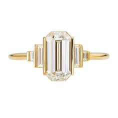 Artemer ORDER ONLY: 18K Gold Emerald-Cut Diamond Geometric Ring Brown Diamond Engagement Ring, Emerald Cut Diamond Engagement Ring, Emerald Cut Diamond Engagement, Emerald Cut Diamond Ring, Emerald Cut Engagement, Emerald Cut Rings, Emerald Engagement Ring Cut, Emerald Cut Diamond, Dream Engagement Rings