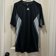 Adidas Men’s T-Shirt, Black W/Gray/Cream. 100% Polyester. Soft And Comfortable. Nwot Adidas Black Moisture-wicking T-shirt, Boxing Clothes, Adidas Shirt, Adidas Black, Vintage Adidas, Black Adidas, Adidas Men, Boxing, Black Gray