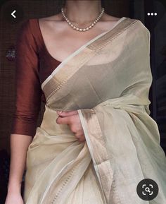 Saree Images, Onam Outfits, Kerala Saree Blouse Designs, Cotton Saree Blouse Designs, Saree Jewellery