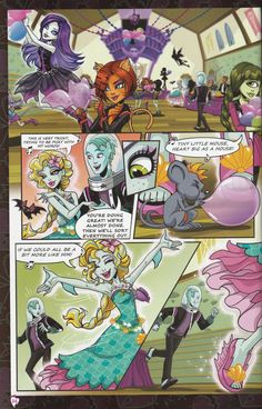 an image of a page from a comic book with cartoon characters in the background and text on