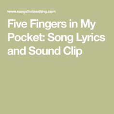 the cover for five fingers in my pocket song lyrics and sound clip by various artists