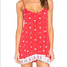 Brand New, With Tags, Size Small. Wildfox Red Cupid Hearts Nightie. 100% Rayon. Adjustable Shoulder Straps With Gold Heart Hardware. White Lace Trim Along The Hemline. Low Back. Cupids And Hearts Throughout. Low Ball Offers. Check My Closet For Other Wildfox Styles! Red Summer Sleepwear For Night, Red Heart Print Sleepwear For Valentine's Day, Red Heart Print Sleepwear For Pajama Party, Red Summer Sleepwear, Red Lace Trim Sleepwear For Summer, Red Lace Trim Sleepwear, Red Coquettish Sleepwear With Lace Trim, Flirty Red Sleeveless Sleepwear, Cute Red Summer Sleepwear