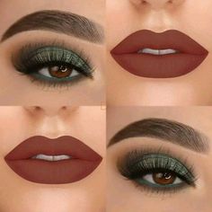 Emerald Eye Makeup, Green Dress Makeup, Pretty Eye Makeup, Makeup Tutorial Eyeshadow, Eye Makeup Pictures, Eye Makeup Steps, Braut Make-up