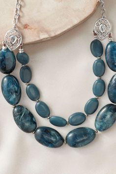 Dual strands of smooth stones add a dramatic pop of color. Wine is dyed jade, Midnight Navy is genuine sodalite. Sky Necklace, Sodalite Necklace, Midnight Sky, Midnight Navy, Pop Of Color, Mixed Metals, Jewelry Ideas, Color Pop, Jade