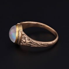 14k Gold Opal Ring | Opal Ring Antique Opal Jewelry In Yellow Gold, Yellow Gold Moonstone Ring With Ethiopian Opal, Heirloom White Opal Ring, Fine Jewelry Yellow Gold Moonstone Ring With Ethiopian Opal, Heirloom Ethiopian Opal Round Ring, Fine Jewelry Opal And Moonstone Multi-stone Ring, Opal And Moonstone Multi-stone Fine Jewelry Ring, Heirloom Yellow Gold Multi-stone Moonstone Ring, Ethiopian Opal Moonstone Ring Fine Jewelry