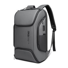 the back pack is grey and has black trims on the front, and two zippers at the bottom