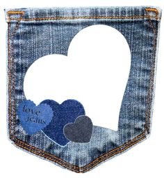 the back pocket of a pair of jeans with two hearts cut out of it's side