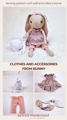 the instructions for how to sew an adorable bunny doll