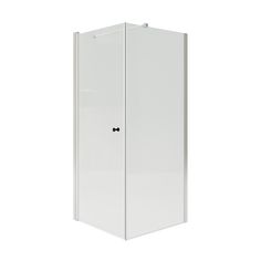 the corner shower door is closed and ready to be used as a wall mounted enclosure