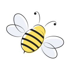 a drawing of a bee flying in the air