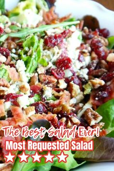 This is a photo of my most requested salad recipe served in a white bowl. Best Salad Ever, Best Salads Ever, Christmas Salad Recipes, The Best Salad, Best Salad, Fresh Salad Recipes, Savory Salads, Best Salad Recipes, Salad Recipes For Dinner