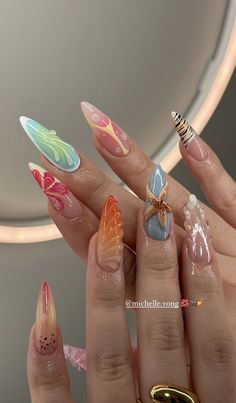 Creative Acrylic Nail Designs, Classy Acrylic Nails, Bling Acrylic Nails, Pink Acrylic Nails, Nail Art Ideas, Fire Nails, Funky Nails, Pretty Acrylic Nails