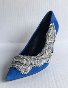 gianni bini Womens Crystino Blue Suede Sequin Heels Pumps 8M NWOB. Shipped with USPS Priority Mail. Blue suede upper Pointed toe Amazing rhinestone detail Slip on Heel height approximately 4” Blue Pointed Toe Heels For Event, Blue Embellished Heels For Cocktail, Blue Embellished Heels For Special Events, Blue Embellished Heels With Pointed Toe, Sequin Heels, Blue Suede Heels, Heels Pumps, Gianni Bini, Blue Suede