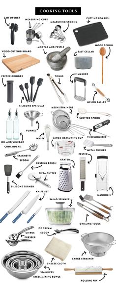 an image of kitchen utensils and cooking tools